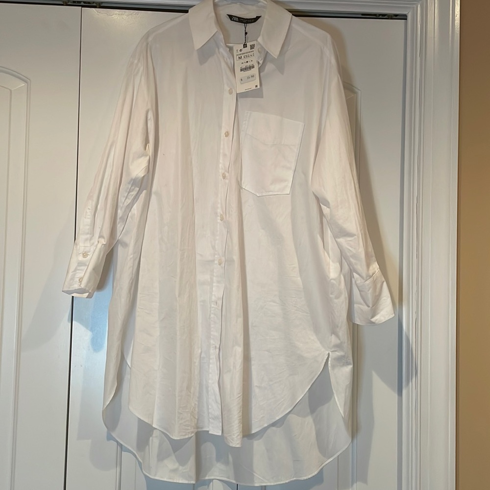 Zara Oversized White Poplin Shirt